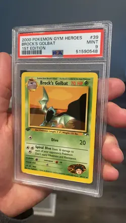 Brock's Golbat 1st Edition Gym Heroes Pokemon Card - TCG 39/132 - PSA 9 MINT - Image 2