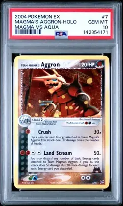Pokemon Team Magma's Aggron EX TM Magma Vs TM Aqua Holo Rare #7 PSA 10 Gem Mint - Image 1