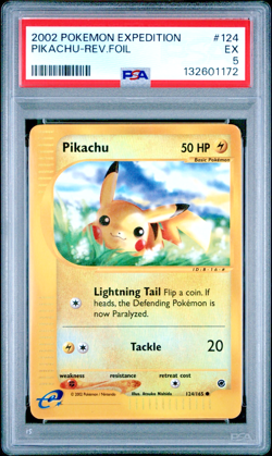 PSA 5 2002 Expedition Pikachu Reverse Holo Foil 124/165 WOTC Pokemon - Image 1