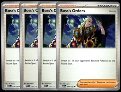 Pokemon TCG 4x Boss's Orders 114/132 2025 Mega Evolution Playset - NM/LP - Image 1