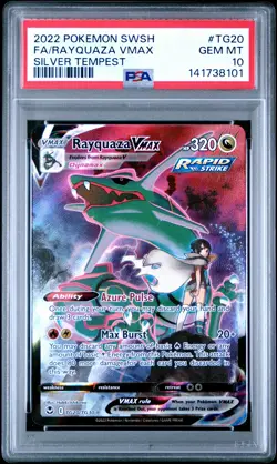 2022 POKEMON SWORD & SHIELD SILVER TEMPEST #TG20 FULL ART/RAYQUAZA VMAX PSA 10 - Image 1