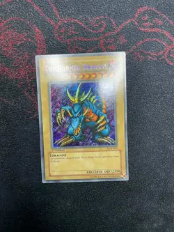 YUGIOH TRI-HORNED DRAGON SECRET RARE LOB-000 1st EDITION VLP / NM ENGLISH #2 - Image 1