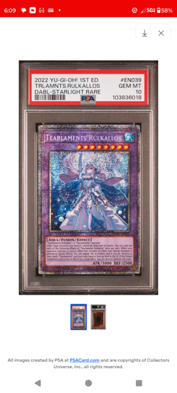 YUGIOH 1ST DABLEN039 TEARLAMENTS RULKALLOS STARLIGHT PSA 10 GEM MINT G3D - Image 1