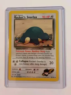 Rocket’s Snorlax 33/132 Gym Heroes Pokemon Card Vintage WOTC LP NM - Image 1