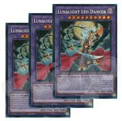 Yugioh - Lunalight Leo Dancer x 3 - 1st Edition Secret Rare NM - Free Holo Card - Image 1