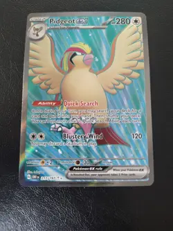 Pidgeot EX 217/197 Ultra Rare Full Art Holo Obsidian Flames Small Crease On Card - Image 1