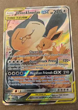 Pokemon TCG English Card Sun & Moon Promo SM169 Eevee & Snorlax GX Full Art-L - Image 1