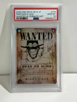 PSA 10 Ace OP13-119 SP Alt Art SEC Wanted Carrying on His Will One Piece Card JP - Image 1