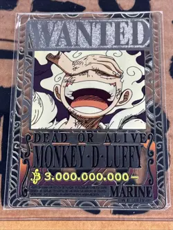 One Piece Custom Sliver Etched Wanted Poster Card Monkey D. Luffy English - Image 1
