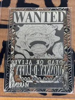 One Piece Custom Sliver Etched Wanted Poster Card Monkey D. Luffy English - Image 2