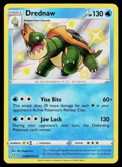 Drednaw Shining Fates SV029/SV122 Pokemon TCG Card Shiny Holo Rare NM - Image 1