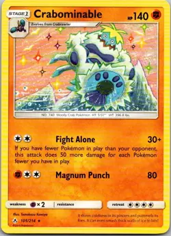 Crabominable SM - Unbroken Bonds 105/214 Pokemon TCG Card Rare NM - Image 1