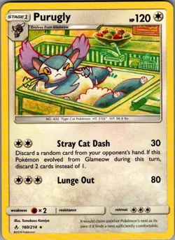 Purugly SM - Unbroken Bonds 160/214 Pokemon TCG Card Rare NM - Image 1