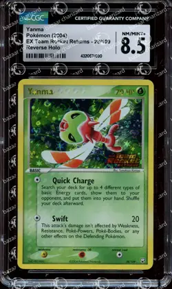 CGC 8.5 NM/MINT+ Yanma 28/109 EX Team Rocket Returns Reverse Holo Pokemon Card - Image 1