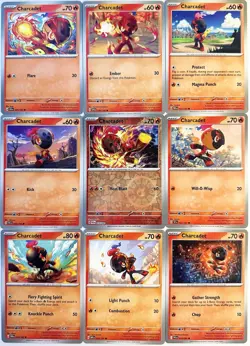 Pokemon Charcadet Basic Fire Type TCG Lot 9 Common Regular Cards NM - Image 1