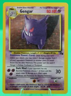 Pokemon Gengar 5/62 Fossil Holo Rare 1999 Wizards of the Coast Card MP - Image 1