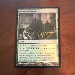 Wizards Wooded Bastion Land Shadowmoor Green White 2008 MTG - Image 1