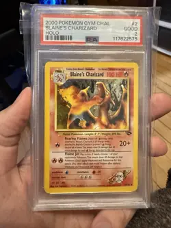 PSA 2 2000 Gym Challenge Blaine's Charizard 2/132 Holo Foil Pokemon Unlimited - Image 1