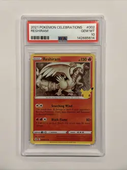 RESHIRAM PSA 10 2021 POKEMON SWORD & SHIELD CELEBRATIONS #002/025 GEM MINT - Image 1