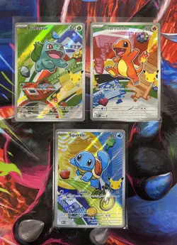 Pokemon TCG First Partner Illustration Collection Series 1 Kanto Gen 1 Starters - Image 1