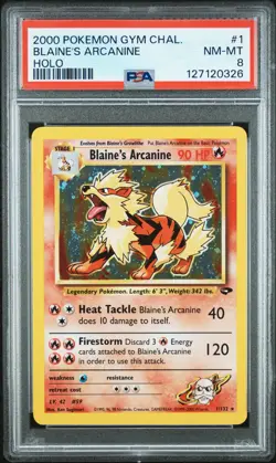 2000 POKEMON GYM CHALLENGE HOLO #1 BLAINE'S ARCANINE PSA 8 - Image 1