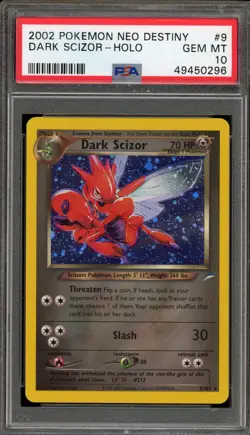 Pokemon Dark Scizor Neo Destiny Unlimited Holo Rare #9 PSA 10 Gem Mint - Image 1