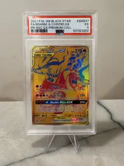 Pokemon Reshiram & Charizard GX SM Black Star SM247 Promo Holo PSA 5 - Image 1