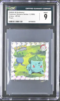 Oddish & Bulbasaur Pokemon Stickers Series 1 1999 Artbox Pr43 CGC 9 - Image 1