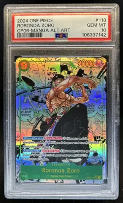 2024 One Piece Wings Captain Roronoa Zoro Secret Rare Manga Art #OP06-118 PSA 10 - Image 1