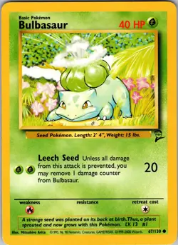 Bulbasaur 067/130 Common Base Set 2 - Pokemon Card - Near Mint - Ships Free - Image 1