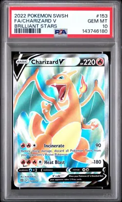 PSA 10 CHARIZARD V 153/172 FULL ART BRILLIANT STARS POKEMON 🔥 - Image 1