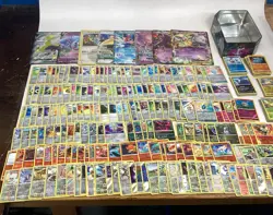378 Pokemon Holo & Reverse Holo Card Lot + Tin - 370 Cards + 8 Jumbo Cards - Image 1