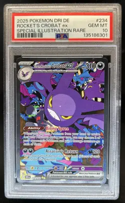 2025 Pokemon Destined Rivals Team Rocket's Crobat ex #234/182 PSA 10 GEM MINT - Image 1