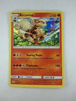 Pokemon TCG Arcanine Sun & Moon Base 22/149 Holo Rare - Image 3