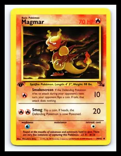 🔥 MAGMAR 1ST EDITION Non Holo # 39/62 | FOSSIL SET | Pokemon 1999 Vintage - Image 1