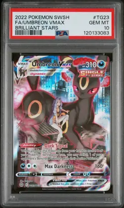 2022 POKEMON SWORD & SHIELD BRILLIANT STARS #TG23 FULL ART/UMBREON VMAX PSA 10 - Image 3