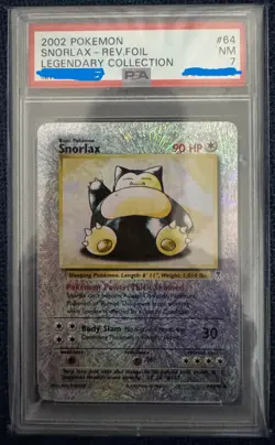 2002 POKEMON LEGENDARY COLLECTION #64 SNORLAX-REVERSE FOIL PSA 7 - Image 1