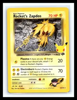 💥 Rocket's Zapdos - 15/132 - Pokemon Celebrations Classic Collection Holo Rare - Image 1