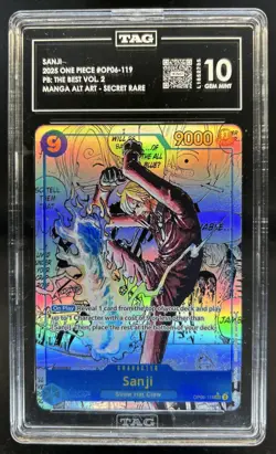 2025 One Piece The Best Sanji Manga Alternate Art SR #OP06-119 TAG 10 - Image 1