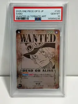 2025 One Piece OP13 EN Wanted Alternate Art #120 Sabo PSA 10 GEM MINT - Image 1