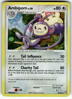 Ambipom 3/123 Mysterious Treasures MP Pokemon Card TCG - Image 1