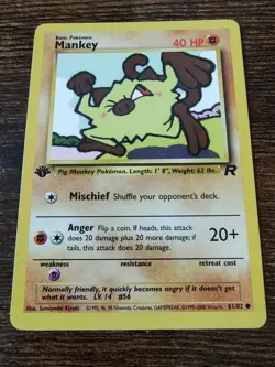 Mankey 61/82 1st Edition Team Rocket Non Holo Pokemon Card - Image 1