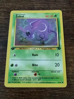 Zubat 70/82 1st Edition Team Rocket Non Holo Pokemon Card - Image 1
