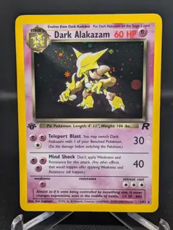 Pokemon Dark Alakazam TCG 1st Edition Holo Rare Card 1/82 Near Mint - Image 1