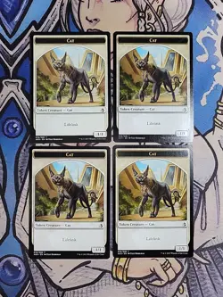 4x Cat (1,1, Lifelink) Tokens - NM AKH Amonkhet MTG - Image 1