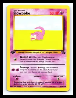 💥 Slowpoke 1st Edition Stamp Non Holo Pokemon - TCG 1999 Set Vintage # 55/62 - Image 1