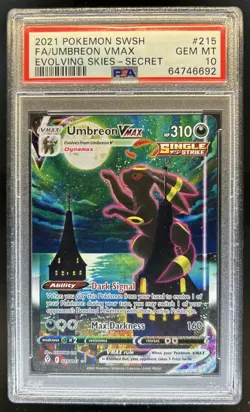 2021 Pokemon SWSH Evolving Skies Umbreon VMAX #215/203 PSA 10 GEM MINT - Image 1