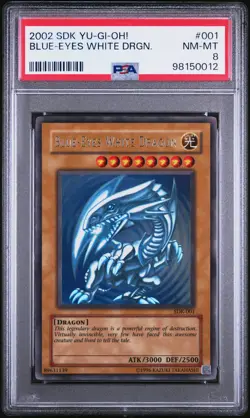 2002 YU-GI-OH! STARTER DECK: KAIBA #001 BLUE-EYES WHITE DRAGON PSA 8 - Image 1