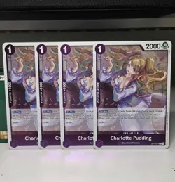 X4 Charlotte Pudding OP12-071 English R Legacy Master One Piece Card Game - Image 1