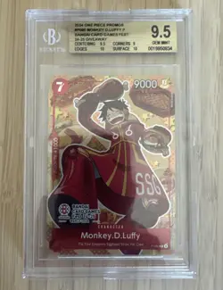 Monkey D. Luffy P-080 Bandai Card Games Fest 24-25 Giveaway Promo Card BGS 9.5 - Image 1